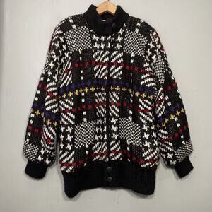 Vintage Jennifer Chase Sweater Knit Jacket Oversized Small Zip Artsy 80s Coat